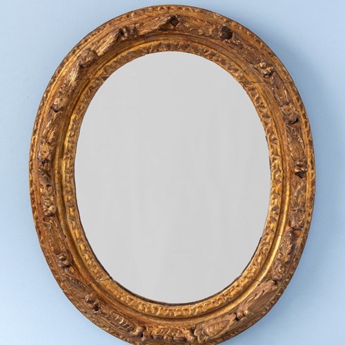 French Oval Gilt Gesso Mirror, 18Th Century