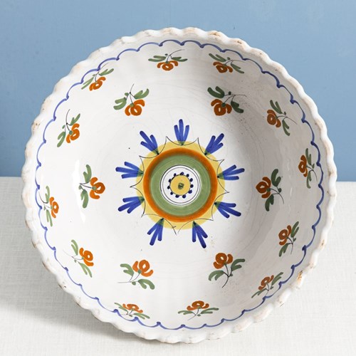 French Faience, Stylised Floral Serving Bowl, Early 19Th Century