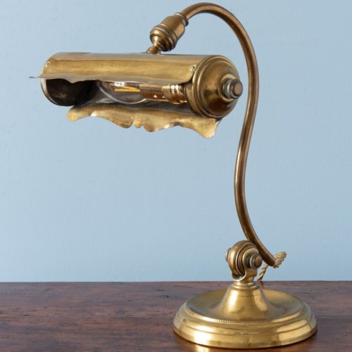 French Brass Desk Banker’S Lamp, 1920S