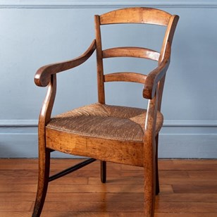 French Scroll Armchair With Rush Se...