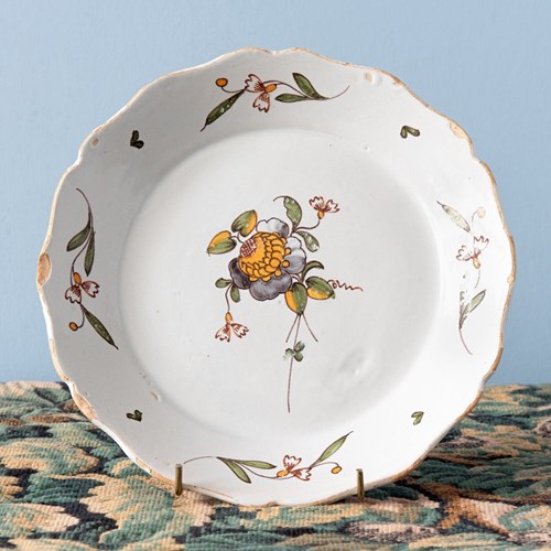 La Rochelle Faience, Manganese Floral Plate, 18Th Century