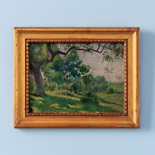 Alfred Garcement, Landscape With Trees, Oil Painting On Board, Early 20Th Centur