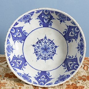 French Faience, Large Blue & White ...