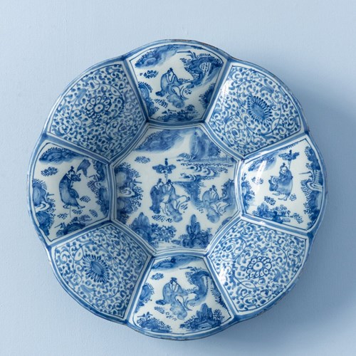 Dutch Delft, Blue And White Chinoiserie Lobed Dish, C. 1680-1720