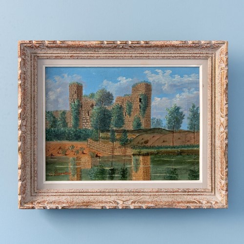 Amélie Parenteau, Ruined Landscape, Oil Painting On Canvas, Late 19Th Century