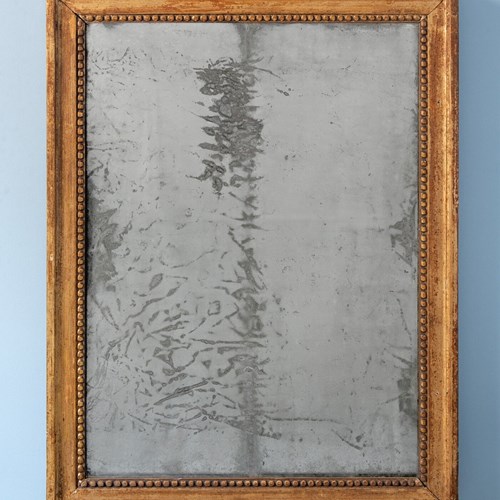 French Louis XVI Beaded Gilt Gesso Mirror, C. 1780