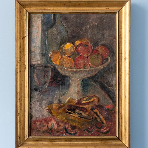 French School, Still Life With Compotier, Oil Painting On Canvas, Early 20Th Cen