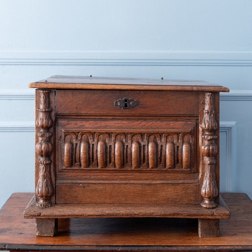 French Renaissance Carved Oak Coffer, Early 17Th Century