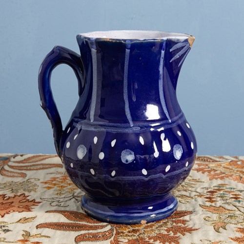 Saint-Omer Faience, Jug With Dots, Early 19Th Century