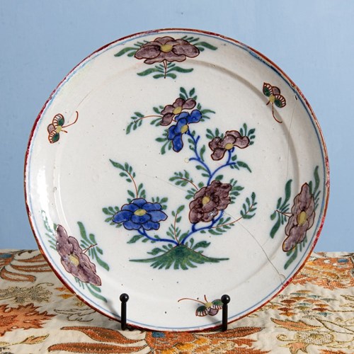 Dutch Delftware, Floral Tree Plate, 18Th Century