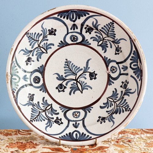 Vron Faience, Blue & White Floral Dish, Early 19Th Century