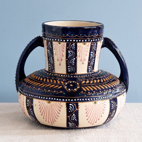 Quimper Faience, Polychrome Baluster Vase, Midcentury