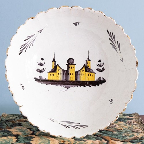 Nevers Faience, Castle Serving Bowl, 18Th Century