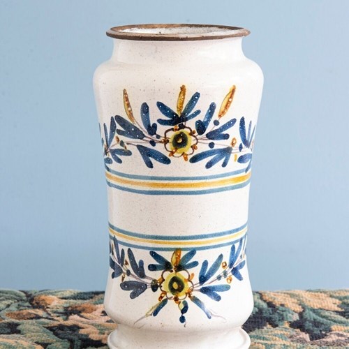 Italian Faience, Polychrome Albarello, 19Th Century