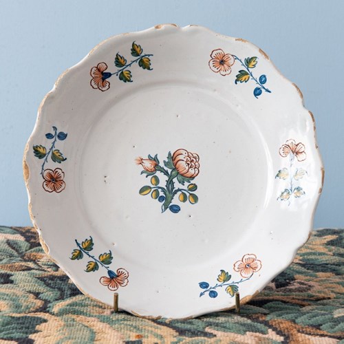 La Rochelle Faience, Rose Plate, 18Th Century