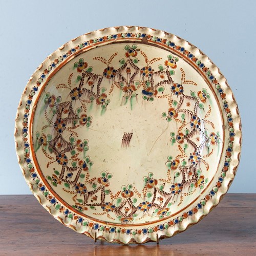 Swiss Polychrome Slipware Dish From Langnau, 18Th Century