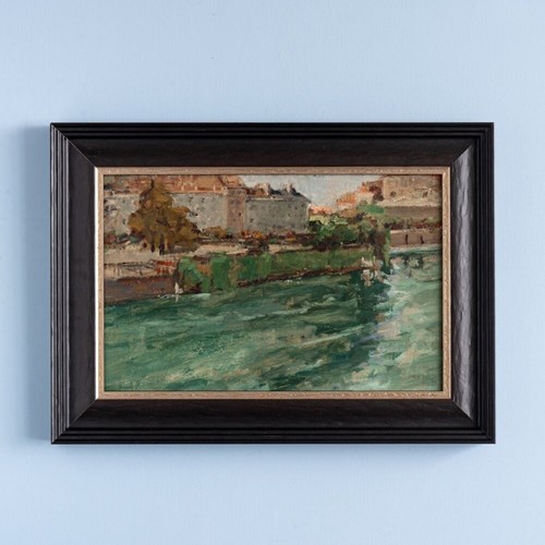 French School, The Rhone In Geneva, Oil Painting On Board, Early C20th