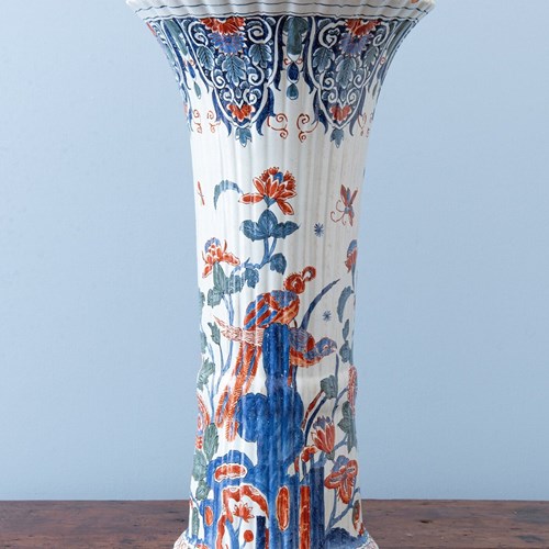 Dutch Delft, Polychrome Trumpet Vase, 18Th Century
