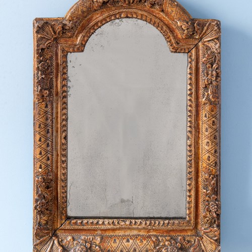 French Régence Gilt Gesso Arched Mirror, C. 1730