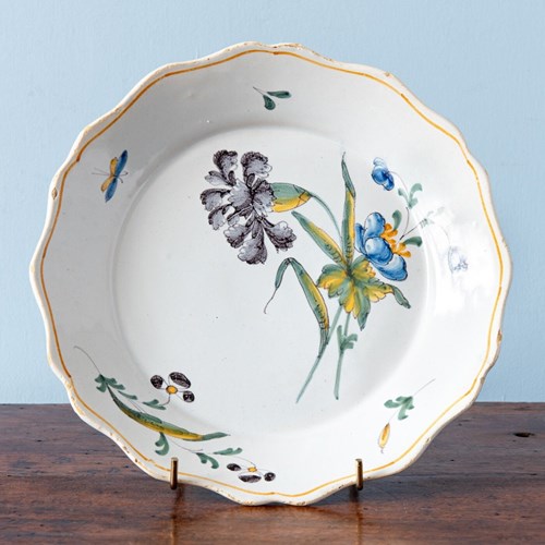 Nevers Faience, Manganese Carnation Plate, 18Th Century