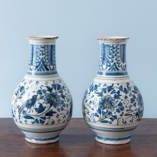 Pair Of Rouen Faience Blue & White ...