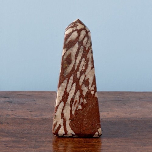 French Rouge Griotte Marble Obelisk, Midcentury