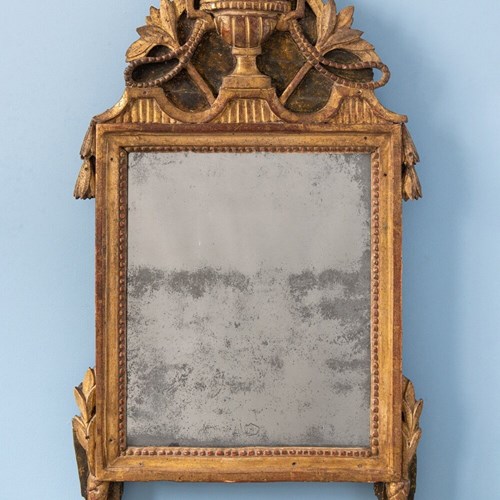 French Louis XVI Crested Giltwood Mirror, Late 18Th Century