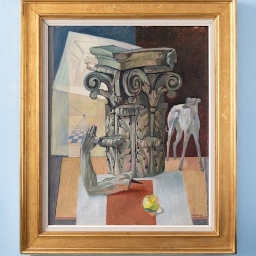 Edmond Delescluze, Still Life With Capital, Oil Painting On Canvas, Midcentury