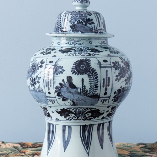 Dutch Delft, Blue And White Lidded Jar, Early 19Th Century