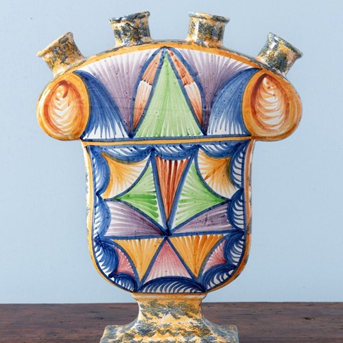 Quimper Faience, Large Geometric Tulipiere, 1950S