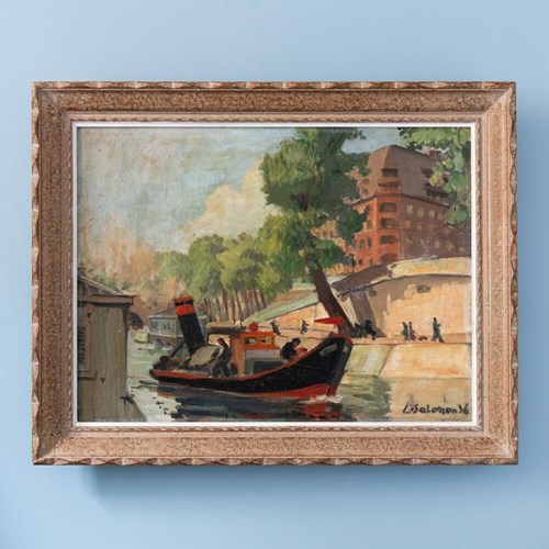 French School, The Coal In Paris, Oil Painting On Canvas, 1936