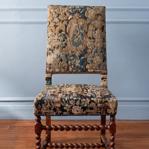 French Louis XIII Aubusson Tapestry Side Chair, 17Th Century