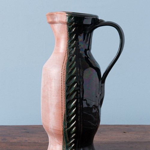 Romacrea School, Pink & Blue Ceramic Jug, 1950S