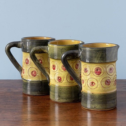 Romacrea School, Set Of Three Ceramic Jugs, 1950S
