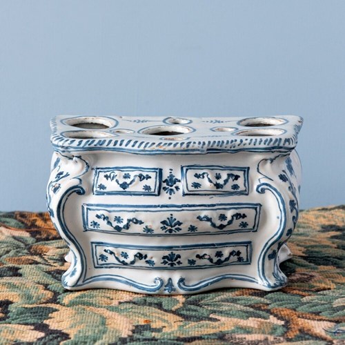 Nevers Faience, Blue And White Commode Bough Pot, 18Th Century