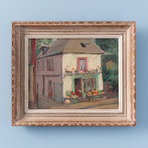 French School, The Grocery Store, Oil Painting On Board, Early 20Th Century