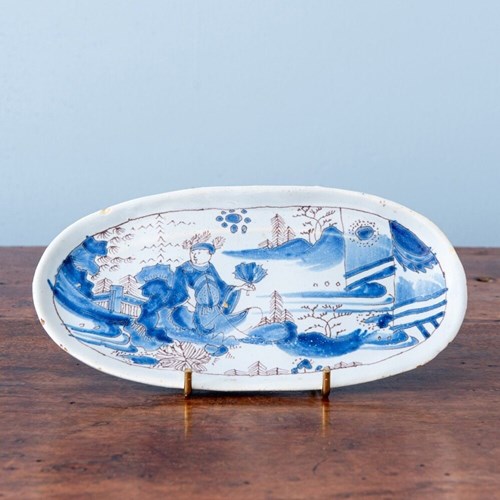 Nevers Faience, Blue And White Chinoiserie Tray, Late 17Th Century