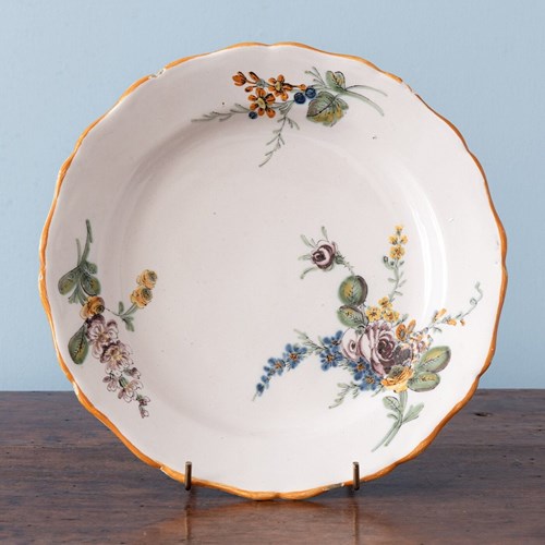 Marseille Faience, Manganese Rose Plate, C. 1760