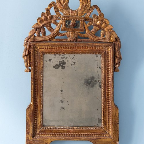 French Louis XVI Giltwood Crested Mirror, Late 18Th Century