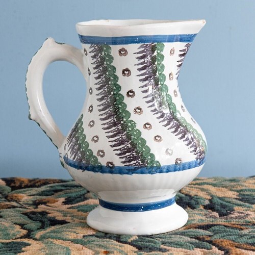 Sinceny Faience, Spongeware Jug, Early 19Th Century