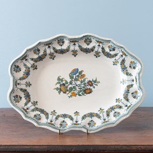 Moustiers Faience, Oval Floral Dish...