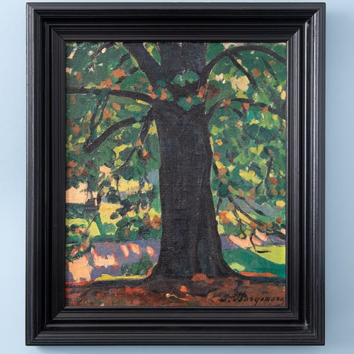 Pierre Borgomano, Tree In Summer, Oil Painting On Canvas, Early 20Th Century