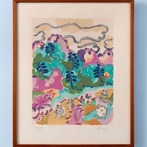 Charles Lapicque, Forest Walk, Lithograph On Paper, Midcentury