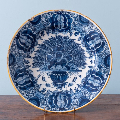 Dutch Delft, Blue & White Peacock Dish, 18Th Century