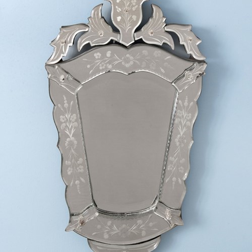 Crested Venetian Mirror, Early 20Th Century