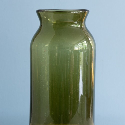 French Green Glass Pickling Jar Vase, 19Th Century