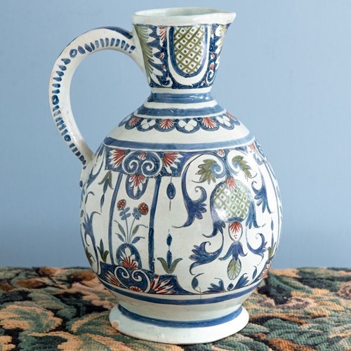 Rouen Faience, Cider Jug With Lambrequins, Early 19Th Century