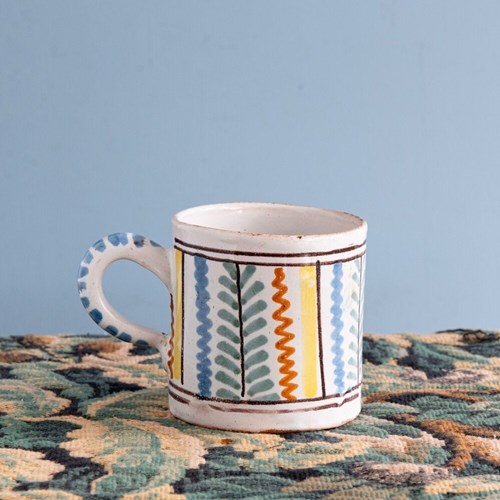 Nevers Faience, Polychrome Patterned Mug, Early 19Th Century