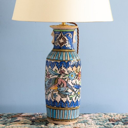 Persian Qajar Bird Vase Table Lamp, 20Th Century