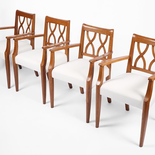French Oak Armchairs By Baptistin Spade